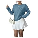 RoseSeek Women's 3D Floral Appliques Sweaters Long Sleeve Knit Tops