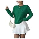 RoseSeek Women's 3D Floral Appliques Sweaters Long Sleeve Knit Tops