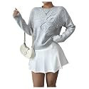 RoseSeek Women's 3D Floral Appliques Sweaters Long Sleeve Knit Tops