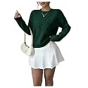 RoseSeek Women's 3D Floral Appliques Sweaters Long Sleeve Knit Tops