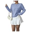 RoseSeek Women's 3D Floral Appliques Sweaters Long Sleeve Knit Tops