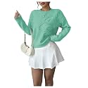 RoseSeek Women's 3D Floral Appliques Sweaters Long Sleeve Knit Tops