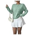 RoseSeek Women's 3D Floral Appliques Sweaters Long Sleeve Knit Tops