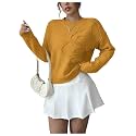 RoseSeek Women's 3D Floral Appliques Sweaters Long Sleeve Knit Tops