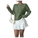 RoseSeek Women's 3D Floral Appliques Sweaters Long Sleeve Knit Tops