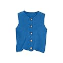 RoseSeek Women's Button Down Sweater Vest Sleeveless Crewneck Knit Knitwear