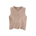 RoseSeek Women's Button Down Sweater Vest Sleeveless Crewneck Knit Knitwear