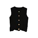 RoseSeek Women's Button Down Sweater Vest Sleeveless Crewneck Knit Knitwear