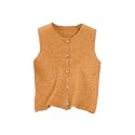 RoseSeek Women's Button Down Sweater Vest Sleeveless Crewneck Knit Knitwear
