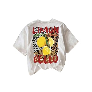 RoseSeek Womens Cheetah Lemon Graphic T Shirts