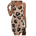 RoseSeek Women39s Leopard Print Sleeveless Tank Dress