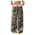 RoseSeek Women's Letter Leopard Print Y2K Straight Elastic Waist Leg Pants
