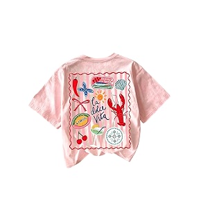 RoseSeek Womens Striped Cartoon Print T Shirts