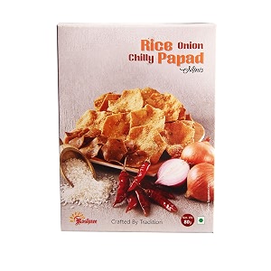 roshnee rice papads set of 3-80 gm x 3  240gm pure vegetarian papad no artificial flavors preservatives amp artificial colors gluten free rice onion