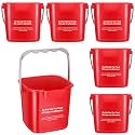 Roshtia 6 Pcs 3 Quart Sanitizing Cleaning Bucket Square, Red