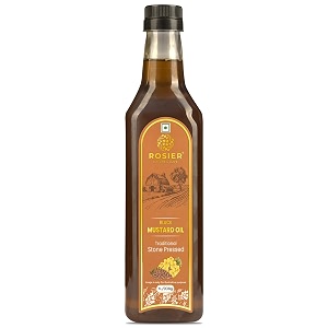 rosier organic black mustard oil 1 l  traditional stone pressed single filtered cooking oil  kolhukacchi ghanichekku  pure natural and healthy stone pressed mustard oil for cooking 1 litre