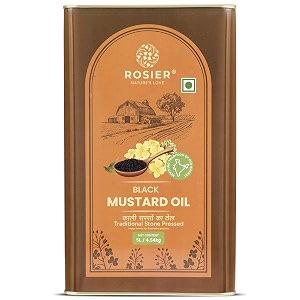 rosier stone pressed black mustard oil 5 litre  traditional stone pressed single filtered cooking oil  kolhukacchi ghanichekku  pure natural and healthy mustard oil 5 litre