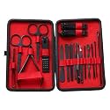 Ross Manicure & Pedicure Kit – Professional Stainless Steel Grooming Set with Nail Clippers, Cuticle Trimmer, Scissors & Tweezers – Travel-Ready Care Kit for Men & Women (18-in-1 Black)