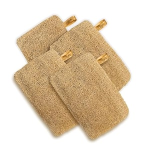 ross natural sun-dried loofah  organic exfoliating bath sponge amp scrubber for men amp women  deep cleansing luffa for shower skincare amp body care  eco-friendly amp biodegradable pack of 4