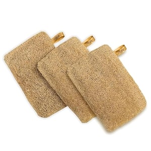 ross natural sun-dried loofah  organic exfoliating bath sponge amp scrubber for men amp women  deep cleansing luffa for shower skincare amp body care  eco-friendly amp biodegradable pack of 3