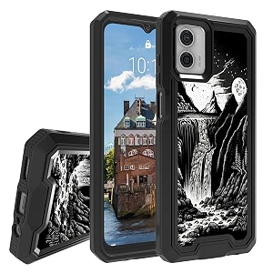 rossy case for motorola moto g 5g 2023 for moto g 5g 2023 phone case with landscape painting pattern dual layer hybrid heavy duty shockproof protection cover case for motorola moto g 5g 2023
