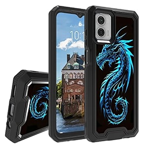 rossy case for motorola moto g 5g 2023 for moto g 5g 2023 phone case with blue dragons pattern dual layer hybrid heavy duty shockproof protection cover case for motorola moto g 5g 2023