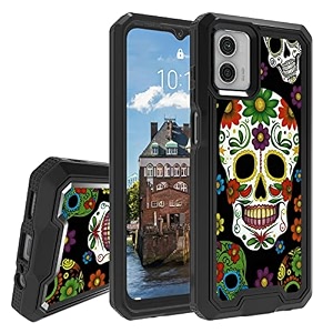 rossy for motorola moto g power 2023 case for moto g power 2023 phone case with art skull pattern for women men dual layer hybrid heavy duty shockproof protection case for moto g power 2023 6534