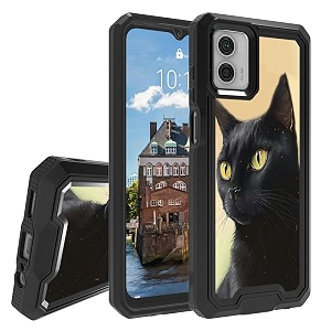 rossy case for motorola moto g 5g 2023 for moto g 5g 2023 phone case with black cat pattern dual layer hybrid heavy duty shockproof protection cover case for motorola moto g 5g 2023