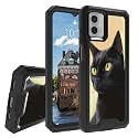 Rossy Case for Motorola Moto G 5G 2023, for Moto G 5G 2023 Phone Case with Black Cat Pattern Dual Layer Hybrid Heavy Duty Shockproof Protection Cover Case for Motorola Moto G 5G 2023