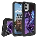 Rossy Case for Motorola Moto G 5G 2023, for Moto G 5G 2023 Phone Case with Purple Dragon Pattern Dual Layer Hybrid Heavy Duty Shockproof Protection Cover Case for Motorola Moto G 5G 2023