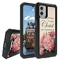 Rossy Case for Motorola Moto G 5G 2023, for Moto G 5G 2023 Phone Case with Flower Philippians 4-13 Pattern Dual Layer Hybrid Heavy Duty Shockproof Protection Cover Case for Motorola Moto G 5G 2023