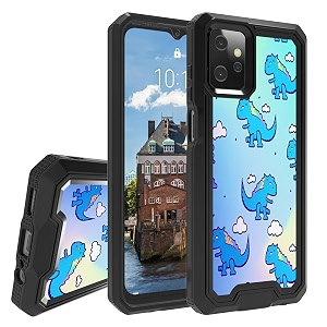 rossy for motorola moto g power 2023 case for moto g power 2023 phone case with cute blue dinosaur pattern dual layer hybrid heavy duty shockproof protection cover case for moto g power 2023 6534