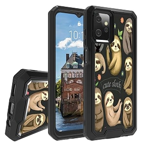 rossy for motorola moto g power 2023 case for moto g power 2023 phone case with cute sloth pattern dual layer hybrid heavy duty shockproof protection cover case for moto g power 2023 6534