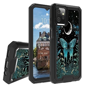 rossy for motorola moto g power 2023 case for moto g power 2023 phone case with moth moon butterfly pattern for women men dual layer hybrid heavy duty shockproof cover case for moto g power 2023 6534