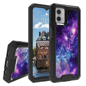 rossy case for motorola moto g 5g 2023 for moto g 5g 2023 phone case with purple nebula galaxy pattern dual layer hybrid heavy duty shockproof protection cover case for motorola moto g 5g 2023