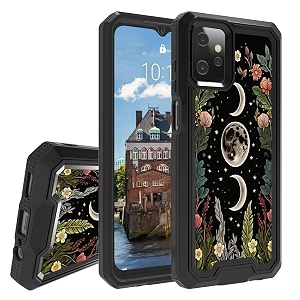 rossy for motorola moto g power 2023 case for moto g power 2023 phone case with flowers moon star pattern dual layer hybrid heavy duty shockproof protection cover case for moto g power 2023 6534
