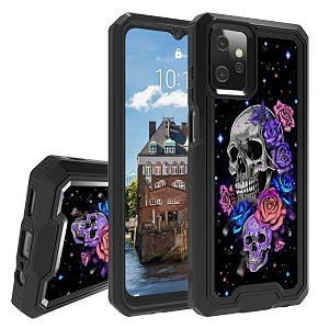 rossy for motorola moto g power 2023 case for moto g power 2023 phone case with galaxy skull pattern for women men dual layer hybrid heavy duty shockproof protection case for moto g power 2023 6534
