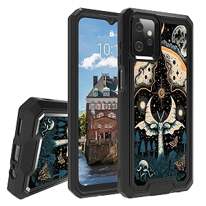 rossy for motorola moto g power 2023 case for moto g power 2023 phone case with butterfly moon pattern for women men dual layer hybrid heavy duty shockproof protection case for moto g power 2023 6534