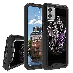 rossy case for motorola moto g 5g 2023 for moto g 5g 2023 phone case with dragon with purple rose pattern dual layer hybrid heavy duty shockproof protection cover case for motorola moto g 5g 2023