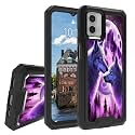 Rossy Case for Motorola Moto G 5G 2023, for Moto G 5G 2023 Phone Case with Moon and Wolf Wolves Pattern Dual Layer Hybrid Heavy Duty Shockproof Protection Cover Case for Motorola Moto G 5G 2023
