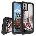 Rossy Case for Motorola Moto G 5G 2023, for Moto G 5G 2023 Phone Case with Pink Paris Eiffel Tower Pattern Dual Layer Hybrid Heavy Duty Shockproof Protection Cover Case for Motorola Moto G 5G 2023