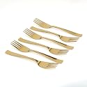 Cutlery Set 12 PCS Stainless Steel Gold Premium Spoon Set Luxury Dinning tabelware Gift for House Warming (6PCS Fork)