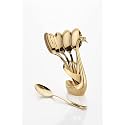 Cutlery Set 6 Pcs Stainless Steel Gold Premium Spoon Set Luxury Dinning Tabelware Gift for House Warming (6Pcs Spoon and Stand), 17 CM