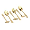Cutlery Set 6 Pcs Stainless Steel Gold Premium Spoon Set Luxury Dinning Tabelware Gift for House Warming (6Pcs Spoon), 17 Cm