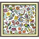 Rosyfoxes Cross Stitch Kits Stamped Full Range of Embroidery Starter Kits for Beginners DIY - Printed kit Birds' Twitter and Fragrance of Flowers (5)(Printed) 14CT23.2×21.7inches