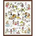 Rosyfoxes Cross Stitch Kits Stamped Full Range of Embroidery Starter Kits for Beginners DIY 14CT 2 Strands - Printed kit Fairy Tale World(Printed) 18.11×22.44 inches
