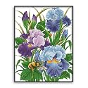 Rosyfoxes Cross Stitch Kits Stamped Full Range of Embroidery Starter Kits for Adult DIY- Printed kit Iris 2 (Printed) 11ct 3-Strands 20.9×26 inches
