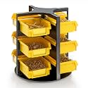 Rotating Hardware Storage Bins,Nail and Screw Organizers,Nuts and Bolts Storage Bin,Revolving 12 Bins Small Parts Storage for Garage,Office,Craft Room,Tool Room,Workbench