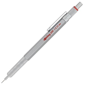 rotring 600 series mechanical pencil 035mm silver body 502613