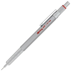 rotring 600 series mechanical pencil 07mm silver body 502617